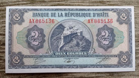 Werty71 Гаити 2 гурда 1990 UNC Банкнота