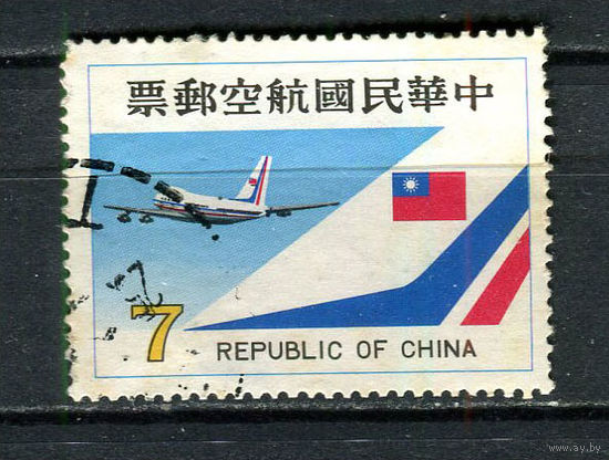Китайская Республика (Тайвань) - 1980 - Авиация 7$ - (есть тонкое место) - [Mi.1341] - 1 марка. Гашеная.  (Лот 45HJ)-T41P50
