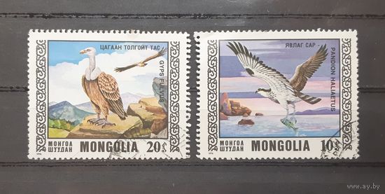 Монголия. 1976 год. Хищные птицы. 2 марки из серии