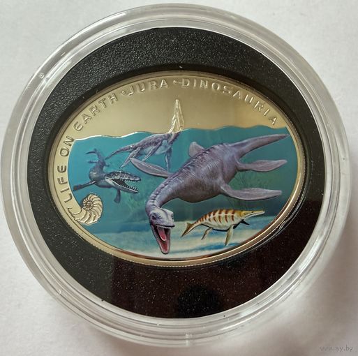 1 доллар 2013 г. Юрский период. Морские Динозавры .  Ниуэ.  СЕРЕБРО. 925 пр.
