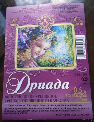 Этикетка Вино Дриада Мстиславль 3