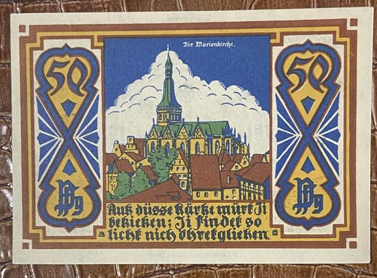 Нодгельд 50 пфеннигов 1921 год. Оснабрюк. Веймарская республика