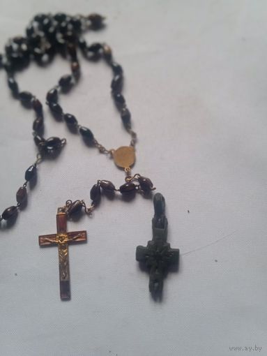 Розарий католический четки,Крестик старый, сборный лот