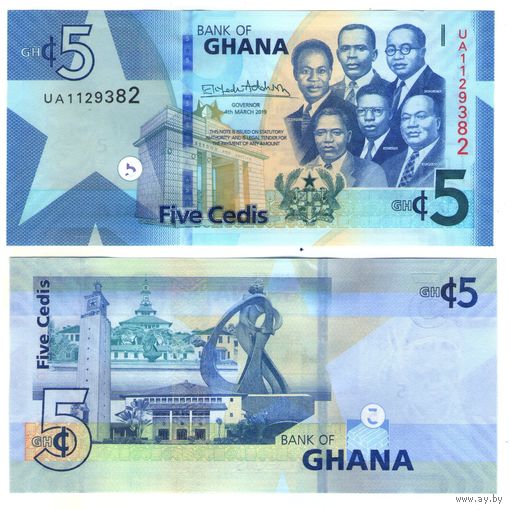Гана  5 седи  2019 год   UNC