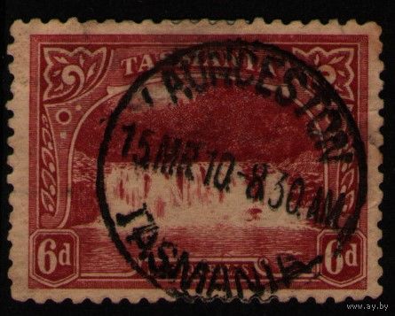 Австралийские штаты Тасмания Водопады Дилстон 1899 год гашеная марка Mi #68