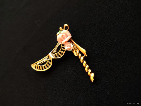 Брошь, Венецианская Маска с керамикой