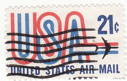 "США" и реактивный самолет (авиапочта) 1971 год