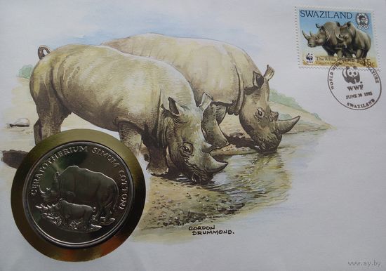 Свазиленд 1993 г. 30 лет WWF, Фауна Северный белый носорог