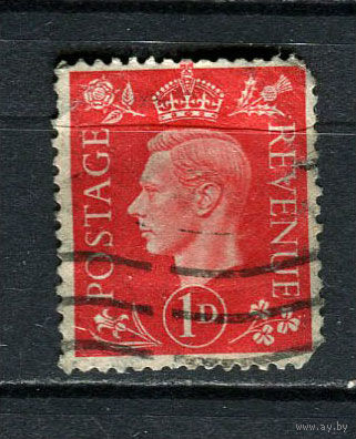 Великобритания - 1937/1939 - Король Георг VI 1Р - (есть надрыв) - [Mi.199X] - 1 марка. Гашеная.  (Лот 48Fe)-T25P13