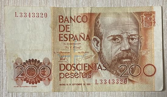 Банкнота Испания 200 песет 1980 год.