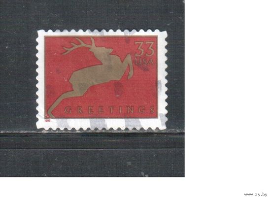 США-1999 (Мих.3216 ВА) , гаш., Рождество, Олень