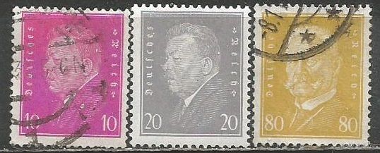 Германия. Президенты Ф.Эберт и П.Гинденбург. 1930г. Mi#435-37. Серия.