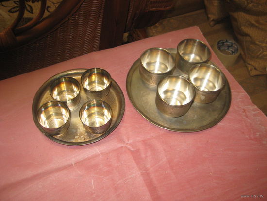 Набор стопок для коньяка и вина ЮММЕТ 1978 г. с серебрением