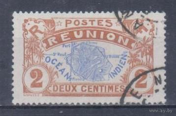 [1450] Французские колонии.Реюньон 1907. Карта острова.2с. Гашеная марка.