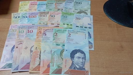 Набор банкнот Венесуэлы 21 штука 2007-2018 года