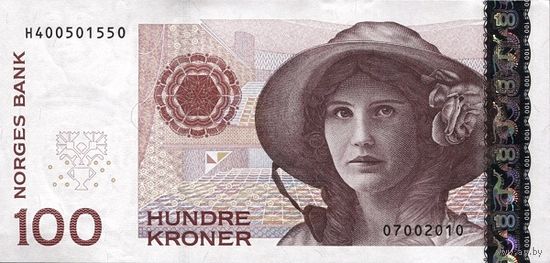 Норвегия 100 крон образца 2010 года UNC p49e