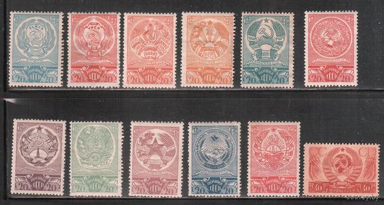 СССР-1938, (Заг.504-514)  * (без клея)   , Выборы, Гербы(полная серия)