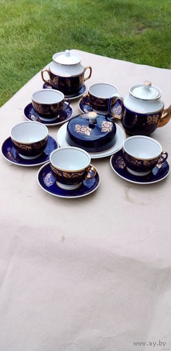 Чайный сервиз фафоровый кобальт Довбыш