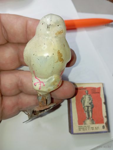 Игрушка на ёлку ,  Воробей , винтаж , стекло , СССР .