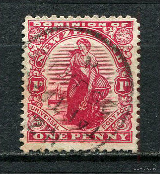 Новая Зеландия - 1909/1916 - Аллегория Зеландия 1Р 1P - [Mi.123] - 1 марка. Гашеная.  (LOT Gu31)-T3P53