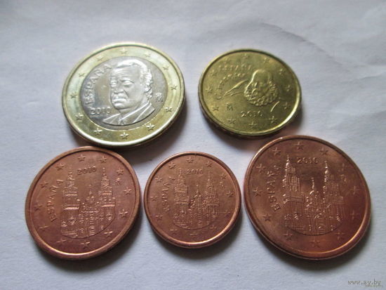 Набор евро монет Испания 2010 г. (1, 2, 5, 10 евроцентов, 1 евро)