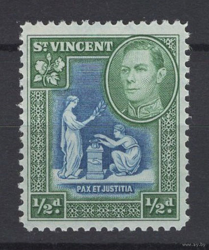 1938 Св Винсент / St Vincent ** 1/2 d, Георг VI , Юстиция стандарт