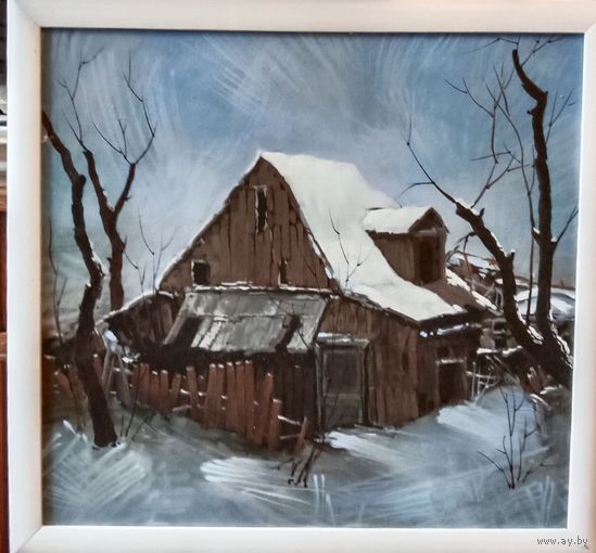 Картина Берин Б. "Зима". 50х50см. масло двп
