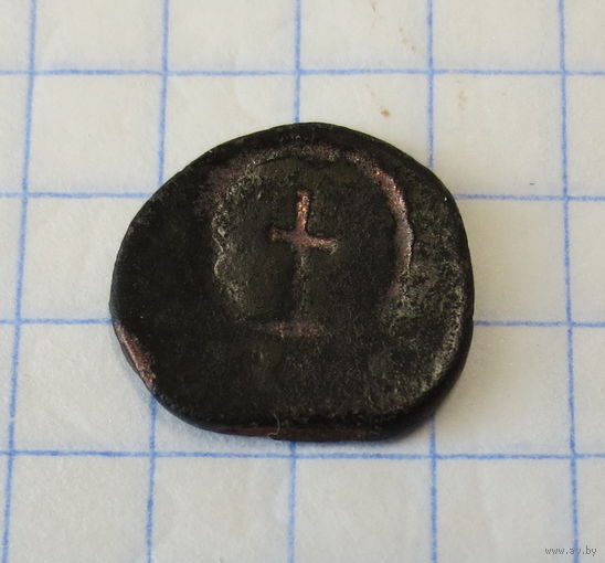 Древний Рим. Император Гонорий, 393-423 г.г. Нуммий. Первый христианский крест на римских монетах. Редкость.