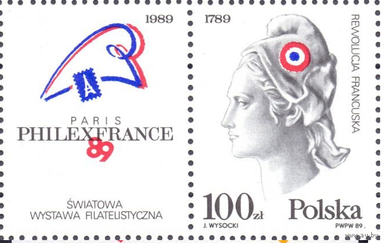 Польша 1989 Французская революция, Марианна Символ Франции Филвыставка **