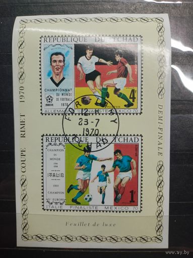 Блок Чад 1970. Победители чемпионатов мира по футболу 1934, 1938, 1954, 1966, 1970 годов