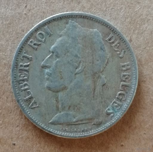 Бельгийское Конго 1 франк 1930 г., Надпись на французском - 'ALBERT ROI DES BELGES',  KM# 20