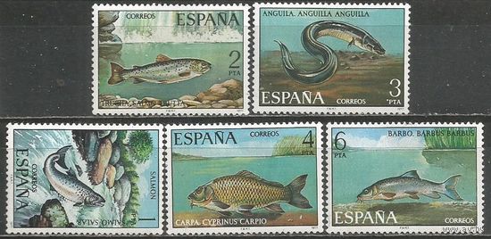 Испания. Рыбы. 1977г. Mi#2289-93. Серия.