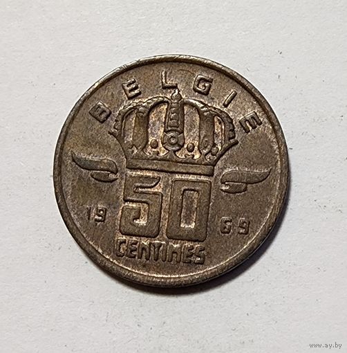 Бельгия 50 сантимов, 1969 Надпись на голландском  BELGIЁ