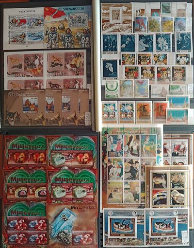 Большой лот чистых иностранных марок, блоков и люкс блоков, флора, фауна, космос, минералывысокий каталог