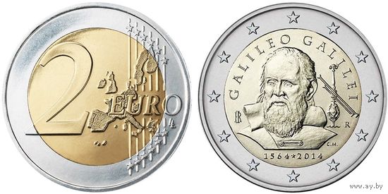 288:  2 евро 2014 Италия -Галилео Галилей