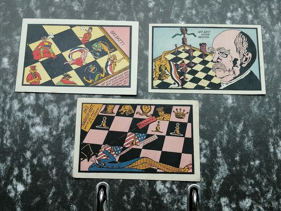 Германия Нотгельд 50 пфенниг 1/2 марки 1922 Stroebeck Шахдорф-Штрёбек Шахматы 3 шт