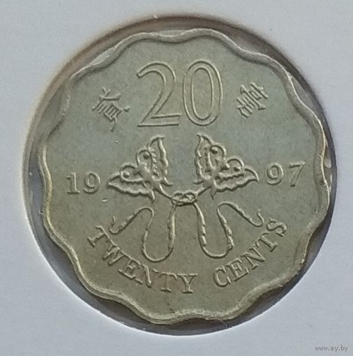 Гонконг 20 центов 1997 г. Возврат Гонконга под юрисдикцию Китая. В холдере