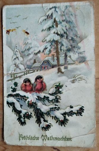 Старинная импортная поздравительная открытка. Подписана.