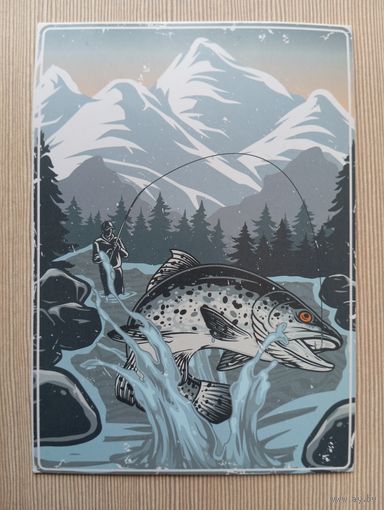 О-10. ПОДПИСАННАЯ ОТКРЫТКА РОССИЯ. РЫБАЛКА. ПРЫГАЮЩАЯ ФОРЕЛЬ.