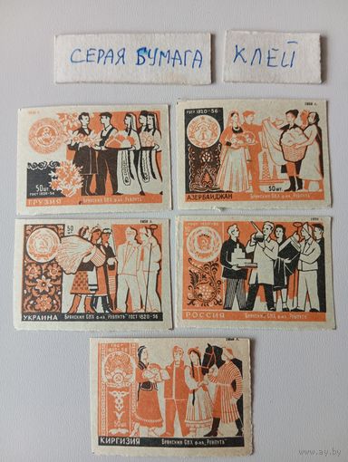 Спичечные этикетки ф.Ревпуть. Союзные республики. 1958 год