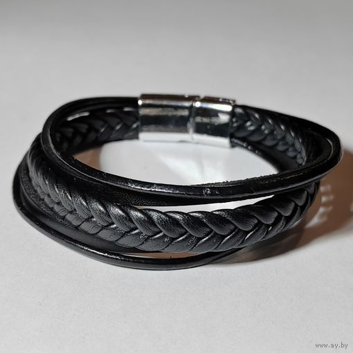 Браслет кожаный, плетёный