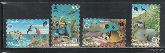 Питкерн-1998 (Мих.526-529) , ** , Морская фауна, Рыбы, Птицы, Дайвинг (полная серия)