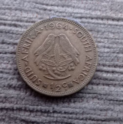 Werty71 ЮАР 1/2 цента пенни 1964 Южная Африка Воробьи припой сверху