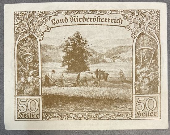 Геллеров Нотгельд Австрия, Ниедостерейх 50 геллеров 1920 год
