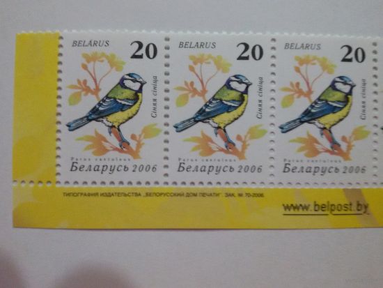 Беларусь. 2006. Девятый стандарт. Зак. 70-2006. Лист 7х3. Нижняя сцепка (А020)