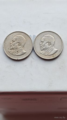 25 центов Кения 1967 года. Джомо Кениата (1-й президент Кении). Лот состоит из 1 монеты. Монета не чищена. Правая монета продана. 1416