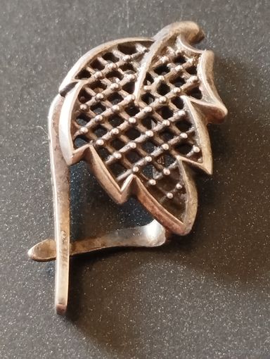 Серьга Лист, серебро, 925 пр., СССР.