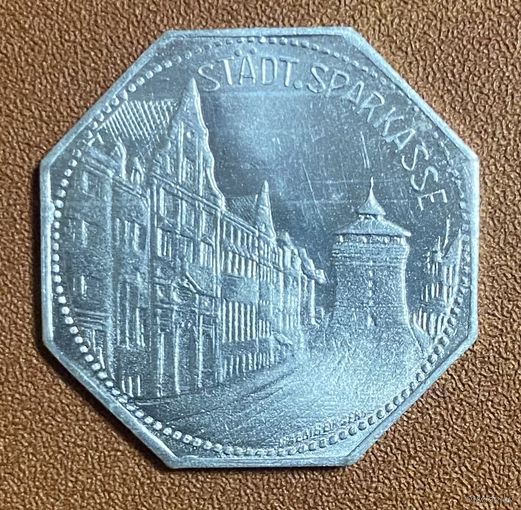 Германия Нюрнберг нотгельд 20 пфеннигов 1921 год. Городская сберкасса трамвайный жетон