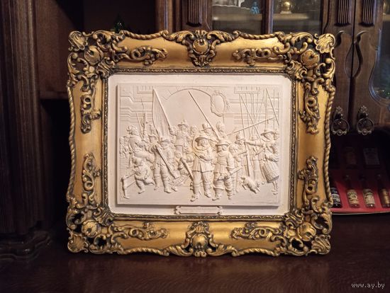 - Барельеф НОЧНОЙ ДОЗОР Рембрандт 52х45х4 см из серии реплики мировых шедевров.