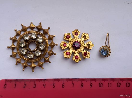 Брошки винтажные СССР+Серьга